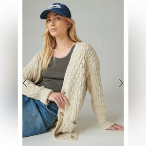 NWT Lucky Brand Mixed Cable Cardigan Size Small Color Oatmeal Heather